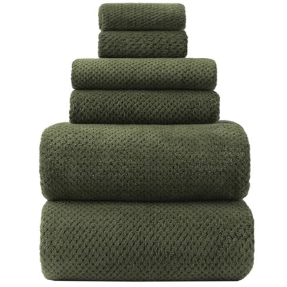 Oversized Bath Towels Extra Large 40x80 Inches Bath Sheets for Adults Super Soft Quick Dry Highly Absobent Microfiber Shower Towels (6 Piece,Green) - color: Green 6 Piece, size: 6 Piece