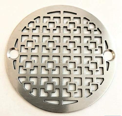 3.25" Round Shower Drain Cover – Geometric Squares No.1 | Premium Replacement for Oatey & Sioux Chief | Modern Stainless Steel Bathroom Upgrade
