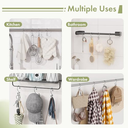 Chrome Shower Curtain Hooks, 12PCS Minimalist Simple Double Shower Curtain Rings, Rust-Resistant Metal Shower Hooks, Cylinders Shower Rings for Bathroom Shower Rods Curtains - color: Chrome, style: Cylinders - Double Hooks