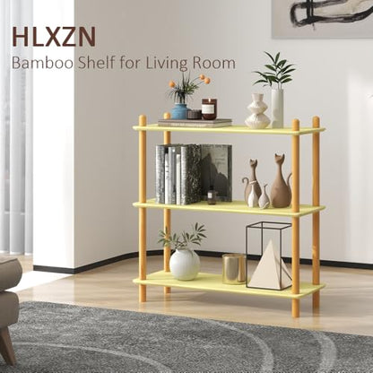 3-Tier Bamboo Freestanding Shelf Unit, Versatile Open Shelf Display - size: 31.5''W 3-tier
