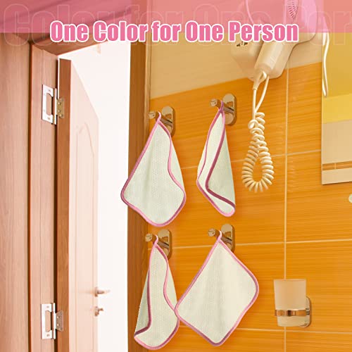 Tatuo 10 Count Popup Closed Exfoliating Wash Cloths for Body and Face Facial Bath Scrub Soft Weave Loofah Towel Exfoliate Bath Towel Remove Dead Skin Wash Cloth for Women Man (Pink Edge) - color: Pink Edge