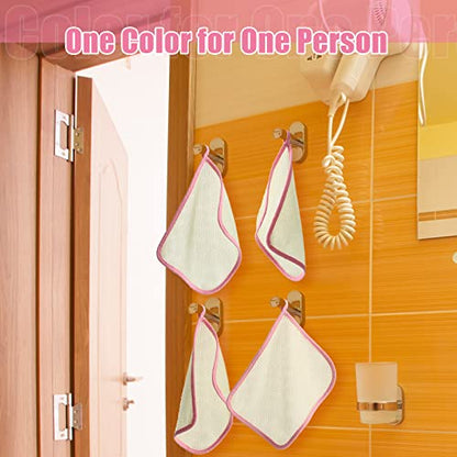 Tatuo 10 Count Popup Closed Exfoliating Wash Cloths for Body and Face Facial Bath Scrub Soft Weave Loofah Towel Exfoliate Bath Towel Remove Dead Skin Wash Cloth for Women Man (Pink Edge) - color: Pink Edge