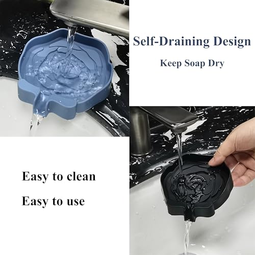 3PC Self-Draining Silicone Soap Dish, Soap Holder/Tray/Saver for Shower, Bathroom, Kitchen, Bathtub, Keep Soap Dry and Easy to Clean (Light Color) - color: Light Color