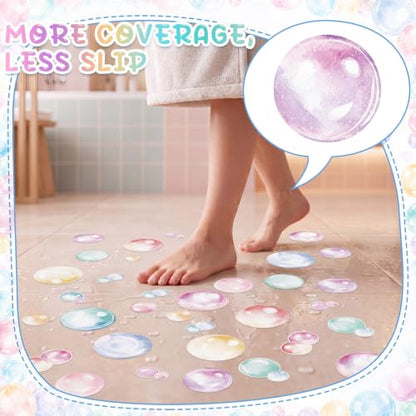 Fullhawl 30 Pcs Pastel Bubble Non Slip Shower Stickers, Bathtub Grip | 30 Pack Pastel Bubble Design, Smooth Decorative Look, Non Slip Texture, Brightens Bathroom While Improving Safety - style: Pastel Bubble