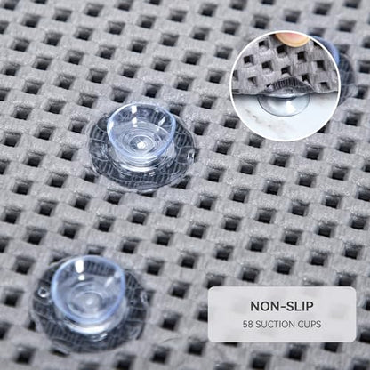 Bathtub Mat Non Slip, Soft Foam Bath Mat for Tub, Bathtub Mat with Drain Holes, Suction Cups Shower Mat (Gray, 36''X17'') - color: Gray