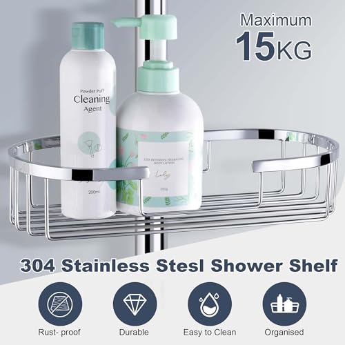 SonTiy Retrofit Shower System with Shelf, 12 Inch Stainless Steel Rain Shower Head with Handheld Sprayer, Shower Set with Slide Bar, Hose, Holder and Brass Diverter, 1.8 GPM, Chrome - color: Chrome, style: 1.8 Gallons Per Minute-Square