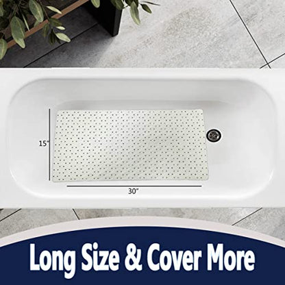 SafeLand- Non-Slip Bath, Shower, Tub Mat, TPR Material, Eco-Friendly, Non-PVC, Machine Washable, No Odor, with Powerful Suction Cups and Drain Holes, Tweed (15"x30" Gray) - color: Gray