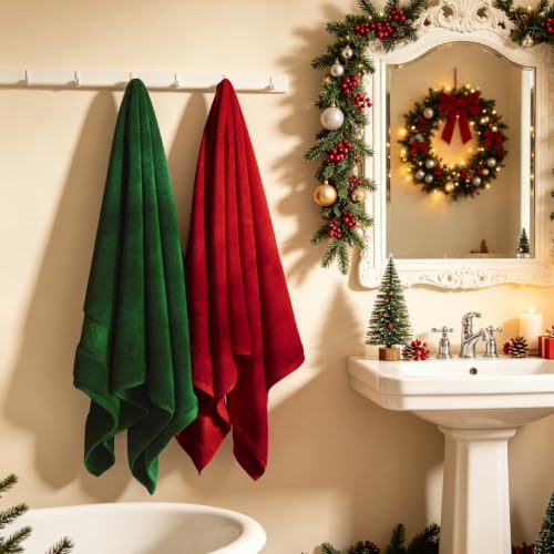 COZYART Bath Towel Set 6 PCS Formal Green Luxury 100% Turkish Cotton 650GSM | Soft Absorbent Quick Dry, OEKO‑Tex 100 Cert. Zero Twist Ring Spun Cotton, Plush, Breathable Hotel Quality Bathroom Towels - color: Formal Green