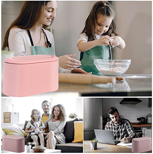 LTWQLing Mini Trash Can with Lid - Removable Small Garbage Can, Tiny Plastic Trash Bin, Pop Up Countertop Wastebasket, Counter Garbage Lint Bin for Bathroom,Office,Kitchen,Desk,Coffee Table(Pink) - color: Pink