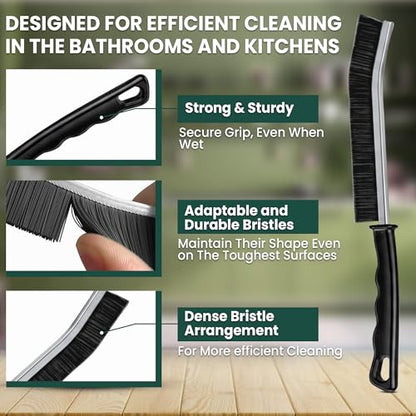 Crevice Cleaning Brush Set – 6Pcs Hard Bristle Cleaning Tools for Grout, Tile Floors, Gaps & Narrow Spaces – Small Grout Scrub Brush for Cleaning Bathroom, Shower, Window Tracks, Kitchen | Grout Scrub Brush for Tile Floors, Bathroom, Shower, Window Tracks