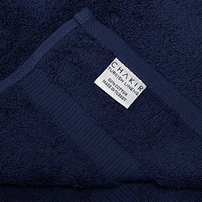 Chakir Turkish Linens 4 Piece Hand Towels, 100% Cotton Turkish Towels for Bathroom, Luxury Soft Absorbent Hand Towel Set, 16 x 30 Inches, Navy - color: Navy
