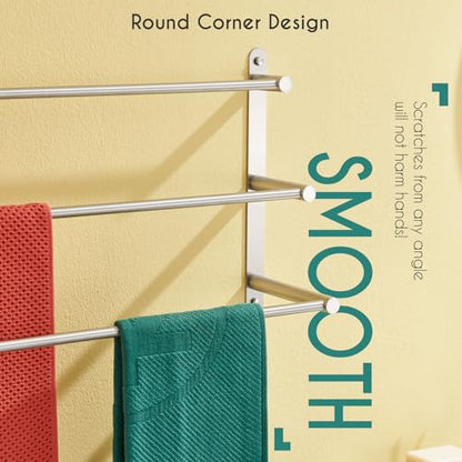 KOKOSIRI Bath Towel Bars 32'' Bathroom 3-Tiers Ladder Towel Rack Wall Mount Towels Shelves Stainless Steel, Brushed Nickel, B5002BR-L32 - color: Brushed, size: 32-Inch