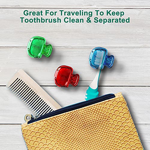 Mspan Toothbrush Head Cover Cap: Toothbrush Protector Brush Pod Case Protective Plastic Clip Bathroom Cool Stuff for Household Travel - color: Blue, Red, Green, Black