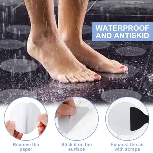 40 PCS Non-Slip Bathtub Stickers, Anti Slip Shower Stickers Safety Bathtub Strips Adhesive Decals with Premium Scraper for Bath Tub Shower Stairs (Clear)