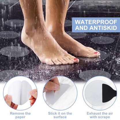 40 PCS Non-Slip Bathtub Stickers, Anti Slip Shower Stickers Safety Bathtub Strips Adhesive Decals with Premium Scraper for Bath Tub Shower Stairs (Clear)