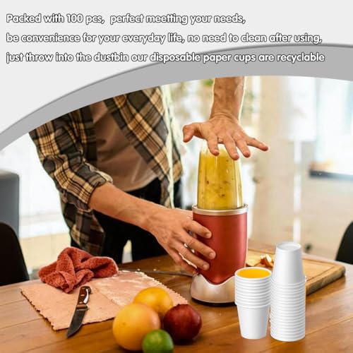 3 oz 100 Pack Disposable Paper Cups, Bathroom Mouthwash Cups | Espresso Disposable Cups, Bathroom Cups, Small Paper Cup for Bathroom, Snack, Espresso, Mouthwash (White) - color: White, size: 100 Count