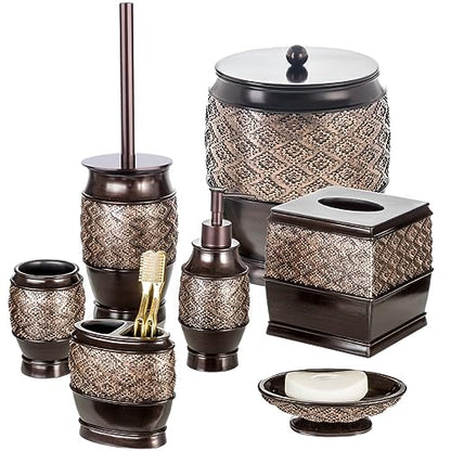 Creative Scents Dublin Brown Toothbrush Holders for Bathrooms Set of 2 - Bathroom Toothbrush Holder Set - Electric Tooth Brush and Toothpaste Organizer - Brown Bathroom Accessories Set Decor - style: Toothbrush Holder Set