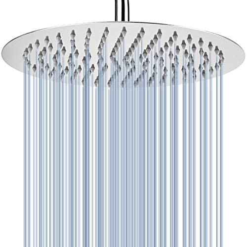 Voolan Rain Shower Head, High Flow Large Rainfall Showerhead Made of All Metal Stainless Steel, Waterfall Body Covering, Universal Wall and Ceiling Mount (12 Inch, Chrome) - color: Chrome, size: 12 Inch
