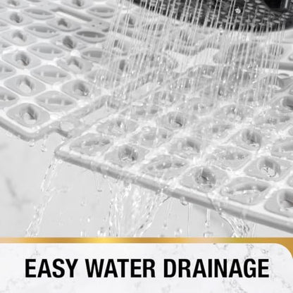 HITSLAM Shower Mat Anti Slip, 24x24 Inch Cut to Fit No Odor Soft TPE Shower Stall Mat, Square Bath Mat with Suction Cups and Drain Holes, Soft on Feet, Grey - color: Grey