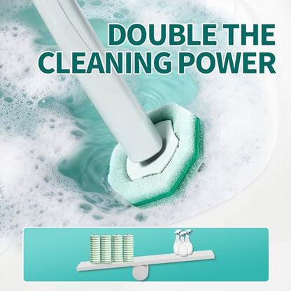 Disposable Toilet Brush, Toilet Bowl Cleaning System with 48 Count Wand Refills, Clean Brush Starter Kit with 1 Wand, 1 Storage Caddy and 1 wall Sticker (White) - style: Green-Toilet brush+48 refills