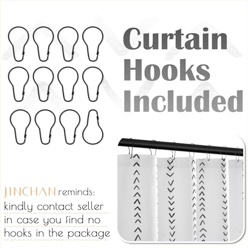 jinchan Black and White Boho Shower Curtain Herringbone Zig Zag Waterproof Fabric Bohemian Modern Farmhouse Arrow Geometric Shower Curtains for Bathroom with 12 Hooks 70x72 Inches - color: Boho Chevron Black, size: 70"W x 72"L (Pack of 1)