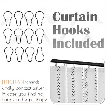 jinchan Black and White Boho Shower Curtain Herringbone Zig Zag Waterproof Fabric Bohemian Modern Farmhouse Arrow Geometric Shower Curtains for Bathroom with 12 Hooks 70x72 Inches - color: Boho Chevron Black, size: 70"W x 72"L (Pack of 1)