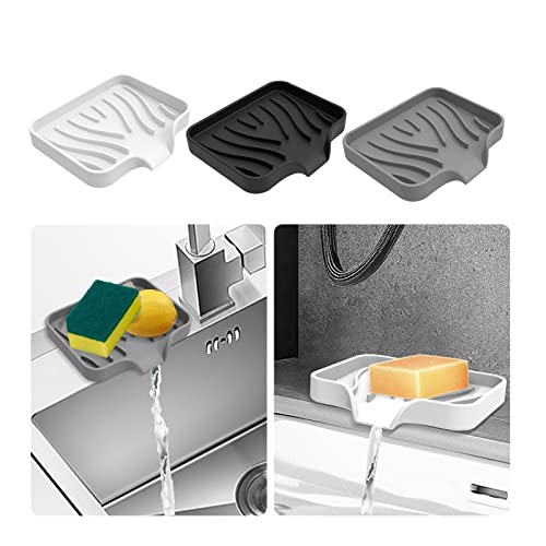 3 Pack Bar Soap Holder, Soap Dish for Shower, Easy to Clean, Soft Silicone Soap Holder, Self Draining Waterfall Soap Holder/Tray/Saver for Bathroom, Kitchen, Bathtub, Keep Soap Dry, Extend Soap Life