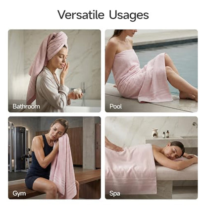 REDKISS Pink Extra Large Bath Sheets Towels - 700 GSM Cotton Bath Sheet, 35 x 70 Inches Jumbo Bathroom Towel Super Soft, Highly Absorbent, Hotel Quality, for Bathroom, Gym, 2 Piece - color: Pink