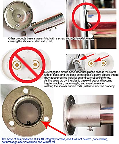 U Shaped Shower Curtain Rod (Both sides: 31.5"-47", Middle: 34.7"-43") Adjustable Genuine 304 Stainless Bathroom Bathtub Shower Curtain Rod Rack with 12 Shower Curtain Rings - Silver - color: Silver U Shaped,Both Sides: 31.5"-47",Middle:34.7"-43", size: U