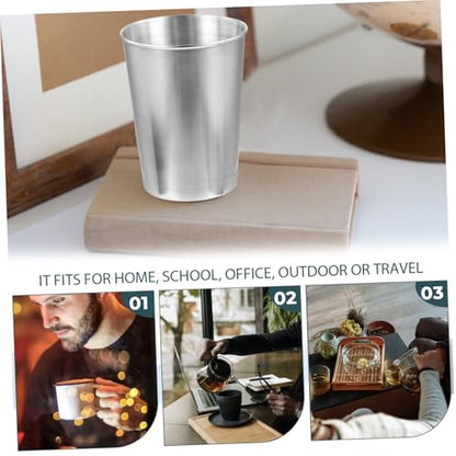 Alipis Stainless Steel Water Cup Tumbler for Beverages Toothbrush Holder and More Multi Use Drinking Cup for Home Washroom and Parties Sleek Silver Design