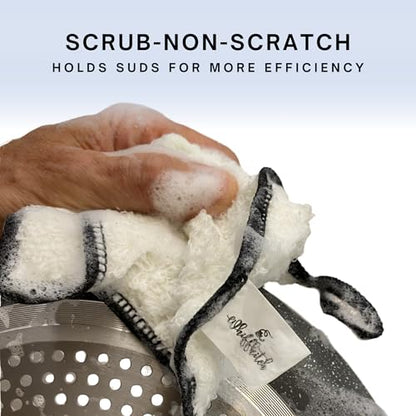 Dishcloths Kitchen Dishrag Cleaning Scrub Reusable 6pk 6x7in | Bamboo-Rayon, Absorbent, Scrub-Non-Scratch, Washable, Durable, Fast-Drying, Multi-Surface, Hand-Sized, Household Cleaning - color: Classic Neutrals, size: 6" x 7" -6 Pack