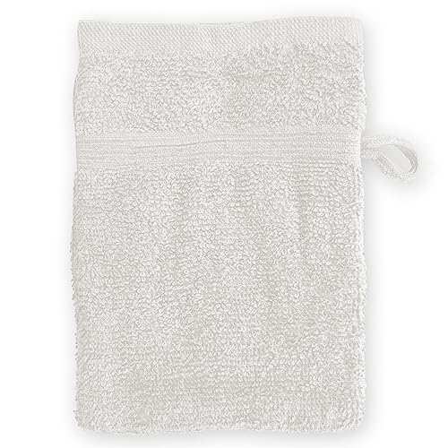 High Rise Stripe 6 Pack 6 x 8.5 Wash Mitt Set, Low Twist, Highly Absorbent, Gentle Hand and Face Cloth, European Style with Loop, White - color: White