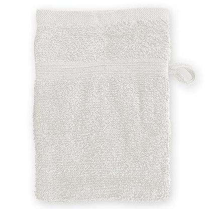 High Rise Stripe 6 Pack 6 x 8.5 Wash Mitt Set, Low Twist, Highly Absorbent, Gentle Hand and Face Cloth, European Style with Loop, White - color: White