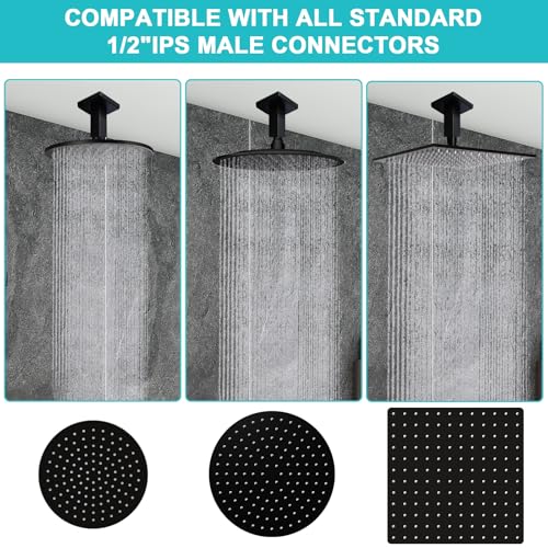 Enga Brass 3 Inch Ceiling Mount Shower Arm with Flange, Matte Black - color: Matte Black, style: 3 Inch