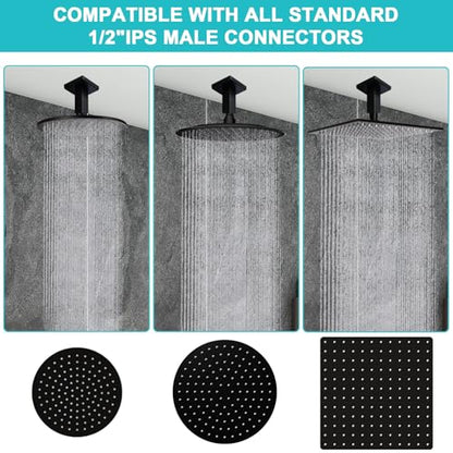 Enga Brass 3 Inch Ceiling Mount Shower Arm with Flange, Matte Black - color: Matte Black, style: 3 Inch