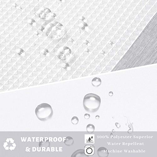 71“W x74”H Stripe Fabric Hook Free Shower Curtain with Polyester Magnet Snap-in Liner–Top See Through with Mesh Window Light Grey&White - color: White&light Grey, size: 71"W x 74"L (Pack of 1)