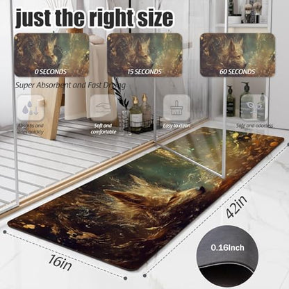 Bathroom Runner Mat Rugs Long,Exotic Dog Wild Animal Art Diatomite Stone Bath Mat Large Absorbent Diatomaceous Earth Mat Non Slip Fast Dry Shower Mat Bathroom Rugs Floor Mat 16x42in - color: Design18