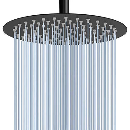 Voolan Rain Shower Head, High Flow Large Rainfall Showerhead Made of All Metal Stainless Steel, Waterfall Body Covering, Universal Wall and Ceiling Mount (12 Inch, Black) - color: Matte Black, size: 12 Inch