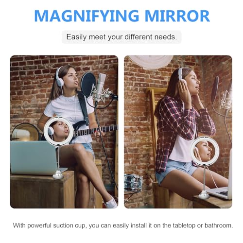 ARTIBETTER 10x Magnifying Makeup Mirror with LED Light and Strong Suction Cup, 8-inch Bathroom Vanity Mirror for Personal Care and Cosmetics Application