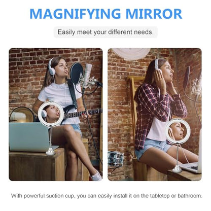 ARTIBETTER 10x Magnifying Makeup Mirror with LED Light and Strong Suction Cup, 8-inch Bathroom Vanity Mirror for Personal Care and Cosmetics Application