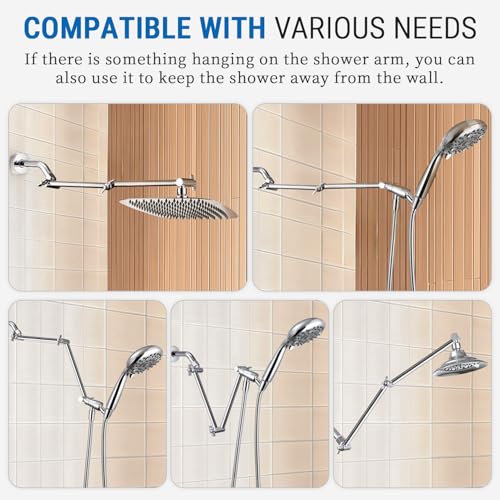 G-Promise 12 Inch Shower Extender with 6 Inch Shower Arm and Flange(Chrome) | Solid Brass Construction, Height and Angle Adjustable, Standard Connection Thread, All Installation Tools Included - color: Chrome, style: 12 Inch