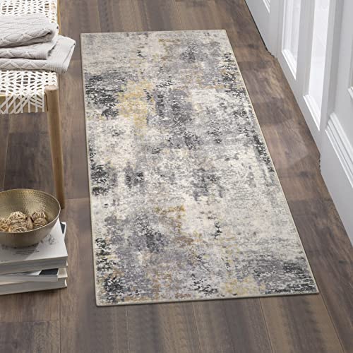 Lahome 2x4 Runner Rug for Hallway, Washable Soft Runner Rug Non Slip, Easy Clean Stain Resistant Carpet for Entryway, Laundry, Bedroom, Helps Soften Footstep &Protect Floors, 2 x 4 Grey - color: Grey, size: 2' x 4.3'
