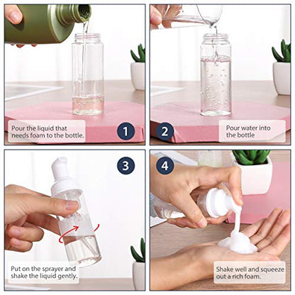 ROMROC 24PCS Travel Foam Pump Bottle Dispenser 2oz/60ml Lash Shampoo Bottle | Refillable Plastic Empty Foaming Soap Bottle for Lash Shampoo Hand Soap Shampoo Lash Cleanser Packaging Liquid Cleaning ﻿