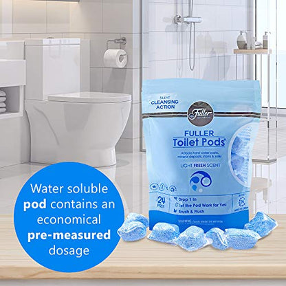 Fuller Brush Toilet Bowl Cleaner Pods - Water Soluble Tablet Cleansers, Cleans Descales & Refreshes Bathroom Toilets Removes Odors Soils & Stains Light Fresh Scent Ideal for Homes & Businesses 2-Pack - size: 24 Count (Pack of 2)