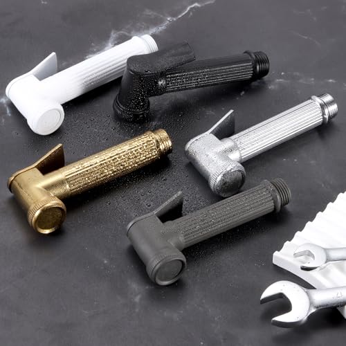 uxcell Handheld Bidet Sprayer for Toilet, Metal Bathroom Sprayer Kit Adjustable Water Pressure Control for Kitchen Bathroom Toilet Flushing Washing, Black - color: Black