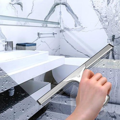 Shower Squeegee Stainless Steel Glass Window Squeegees for Bathroom Door Car Glass with Hook Wiper Cleaner Household Shower Squeegee - color: B