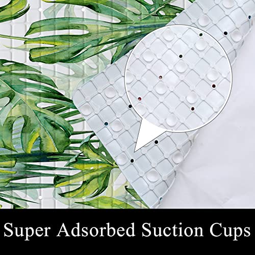 Green Leaves Bathtub Mat Non Slip Palm Leaf Bath Shower Mat 15x27 Tropical Banana Leaf Bath Tub Mat with Drain Holes Suction Cups Washable Botanical Monstera Bath Mat for Tub for Bathroom - color: Leaves