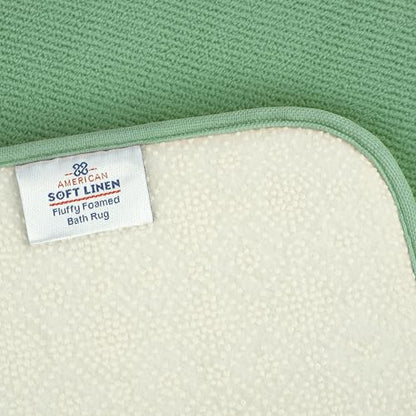 American Soft Linen 21x32 Fluffy Foamed Slip Reducer Bath Rug, Machine Washable Area Bath Mat Rugs for Bathroom, Sage - color: Sage Green, style: 21x32" Fluffy Foamed Bath Mat
