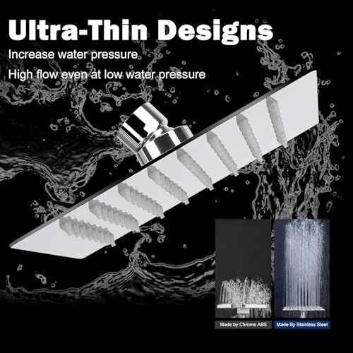 NearMoon Rain Shower Head, High Flow Stainless Steel Square Rainfall Shower, High Pressure Design, Awesome Shower Experience Even At Low Water Flow (6 Inch, Chrome Finish) - color: Chrome Finish, size: 6 Inch Square