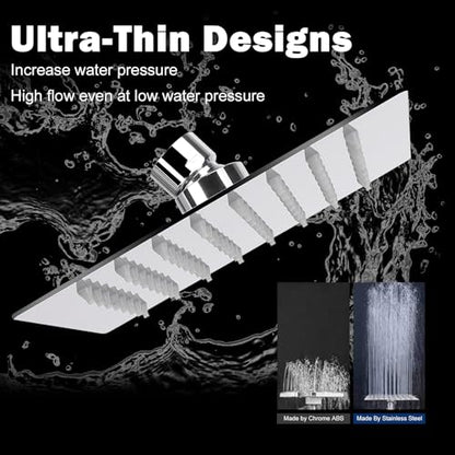 NearMoon Rain Shower Head, High Flow Stainless Steel Square Rainfall Shower, High Pressure Design, Awesome Shower Experience Even At Low Water Flow (6 Inch, Chrome Finish) - color: Chrome Finish, size: 6 Inch Square